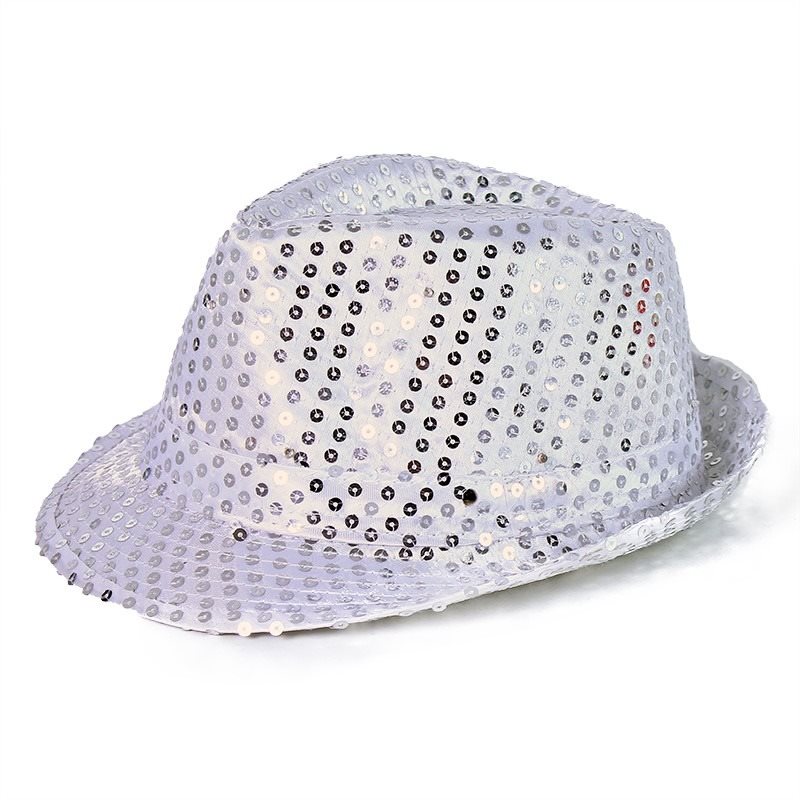 Klobouk disco stříbrný s led