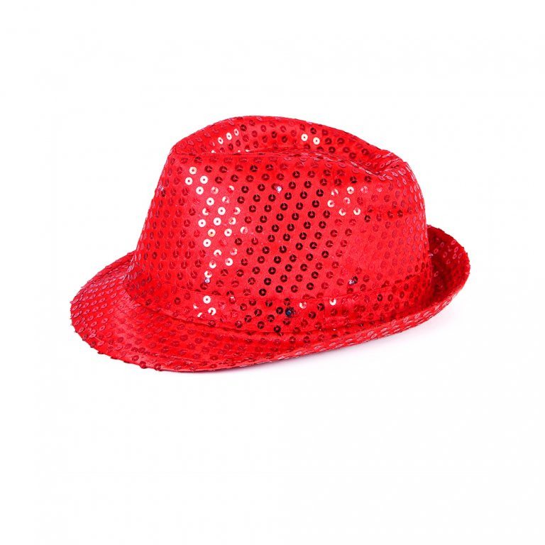 Klobouk disco červený s led