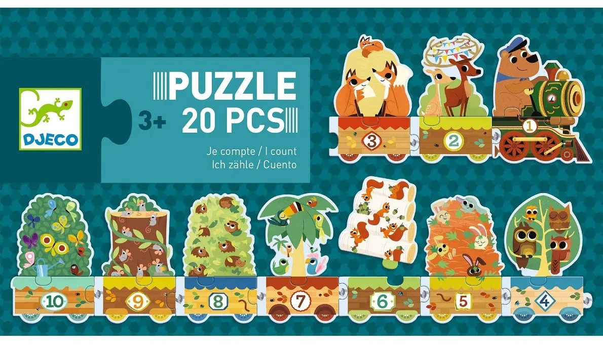 DJECO Puzzle Vlak se zvířátky - 20 pcs