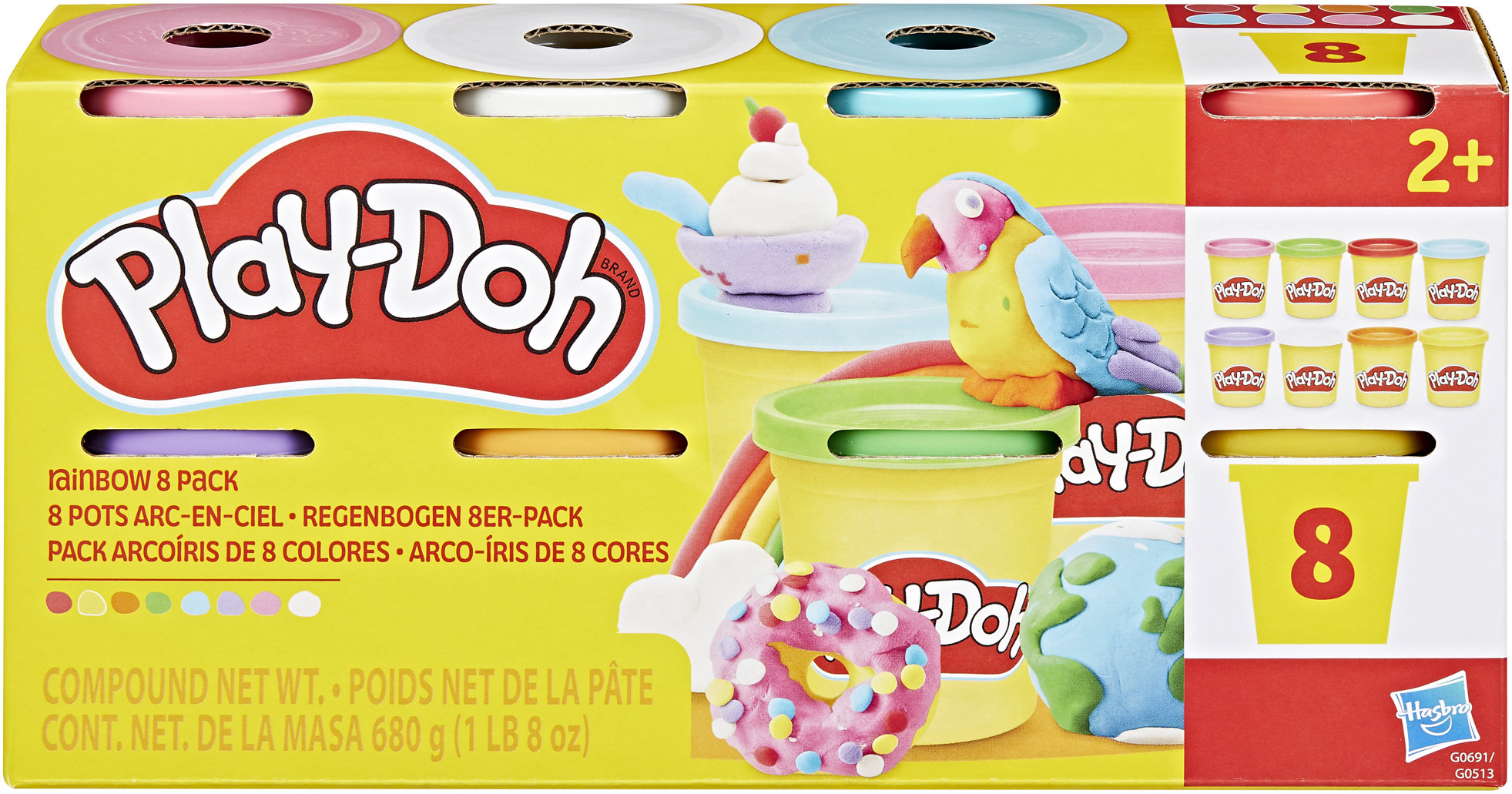 Play-Doh Balení 8 ks Kelímků 85g duhové barvy