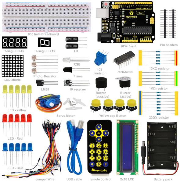 Keyestudio Arduino startovací sada s Uno R3 pro Arduino začátečníka