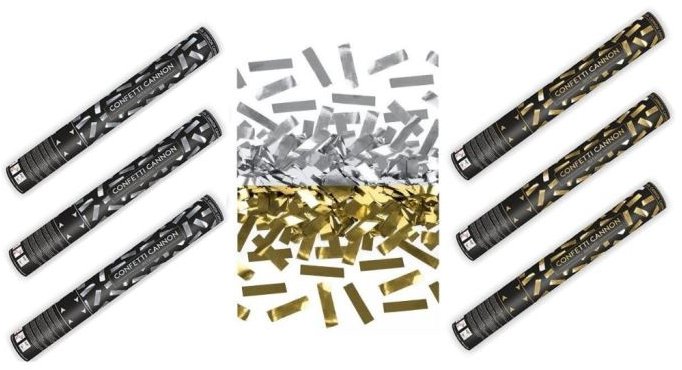 Párty konfety Sada 6 ks, 40 cm, zlaté stříbrné metalické silvestr