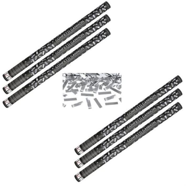 Párty konfety Sada 6 ks, 80 cm, stříbrné metalické silvestr