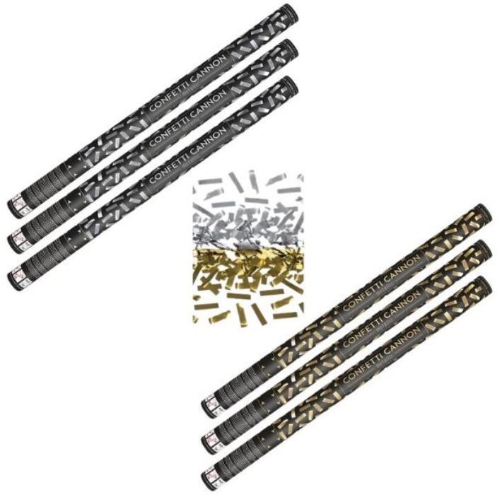 Párty konfety Sada 6 ks, 80 cm, zlaté stříbrné metalické silvestr