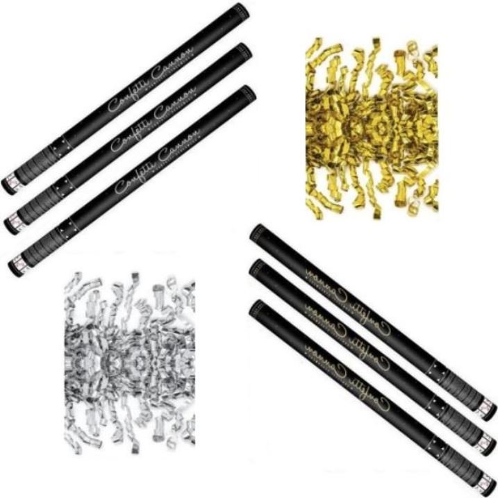 Párty konfety Sada 6 ks, 80 cm, zlaté stříbrné stužky hoblinky metalické