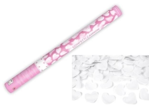 Párty konfety 60 cm - bílé srdce - svatba / valentýn