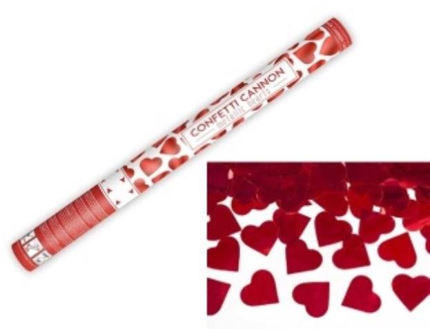 Párty konfety 60 cm - červené srdce - svatba / valentýn
