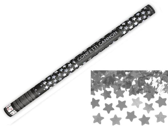 Párty konfety 80 cm - stříbrné metalické hvězdičky - silvestr
