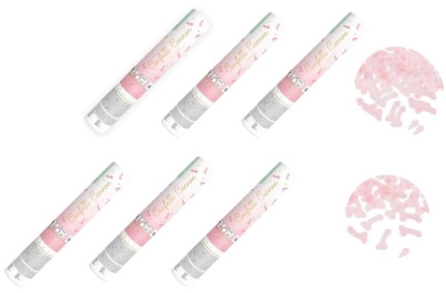 PARTYDECO Konfety světle růžové - penis/rozlučka se svobodou 6 ks, 20 cm