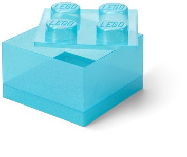 LEGO úložný box s víkem, třpytivě modrý