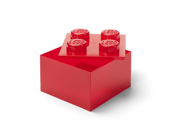 LEGO úložný box s víkem, průhledně červený