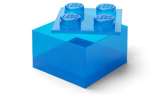 LEGO úložný box s víkem, průhledně modrý