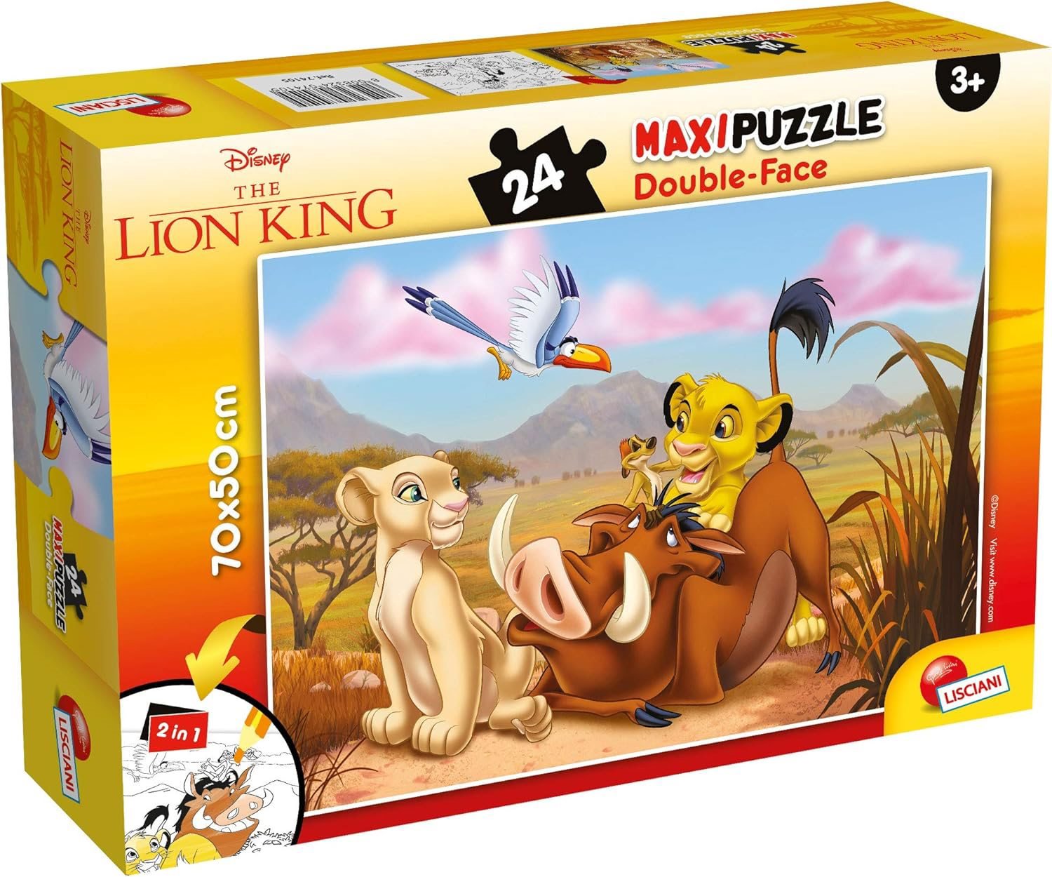 Lisciani Oboustranné puzzle MAXI 24 dílků Lví král (s omalovánkou)