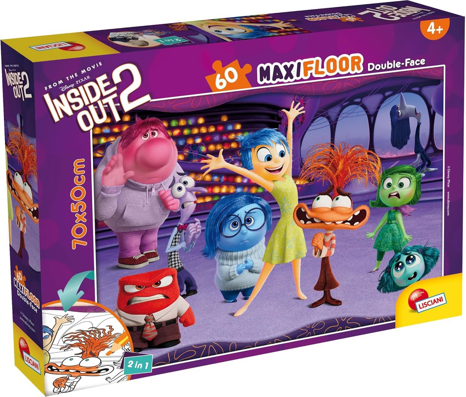 Lisciani Oboustranné puzzle MAXI 60 dílků V hlavě 2 (s omalovánkou)