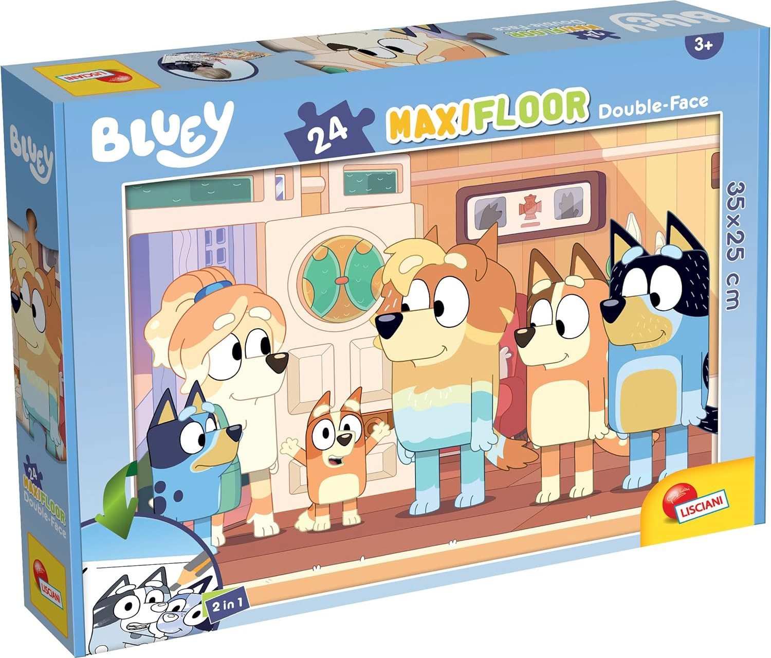 Lisciani Oboustranné puzzle MAXI 24 dílků Bluey (s omalovánkou)