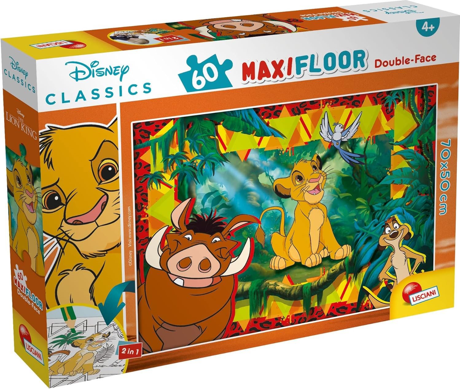 Lisciani Oboustranné puzzle MAXI 60 dílků Lví král (s omalovánkou)