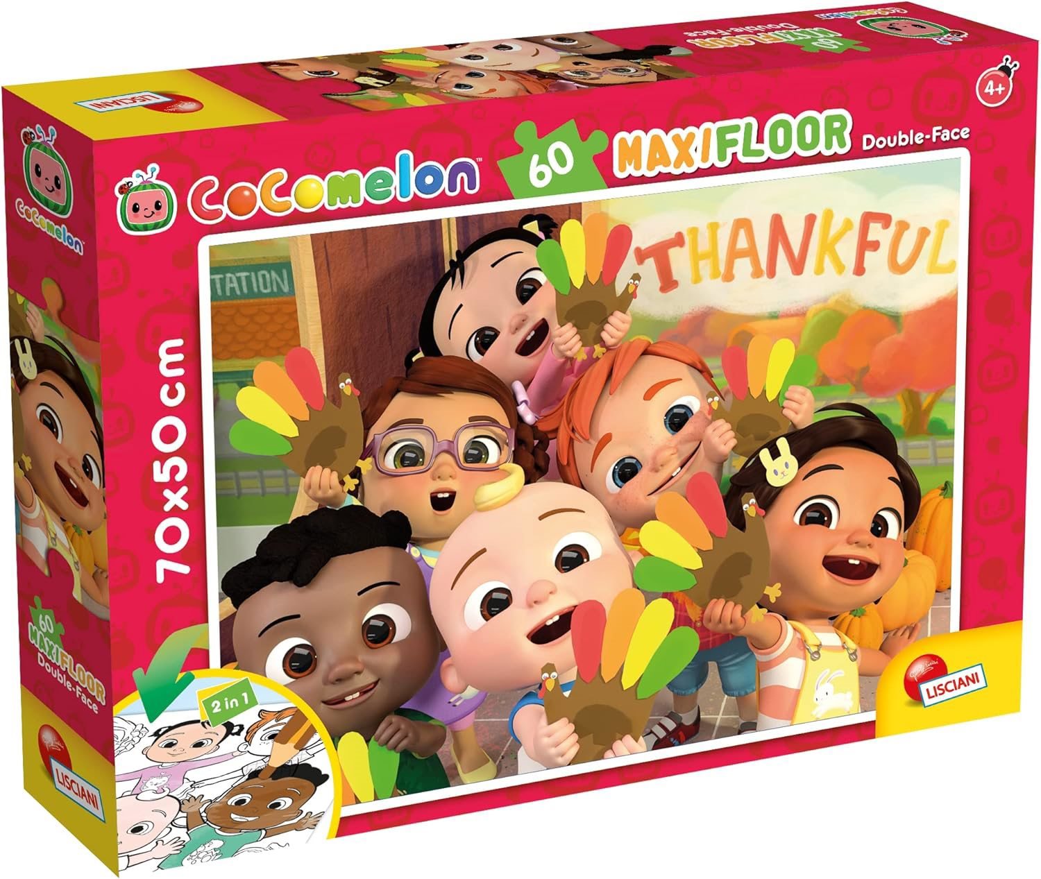 Lisciani Oboustranné puzzle MAXI 60 dílků Cocomelon (s omalovánkou)
