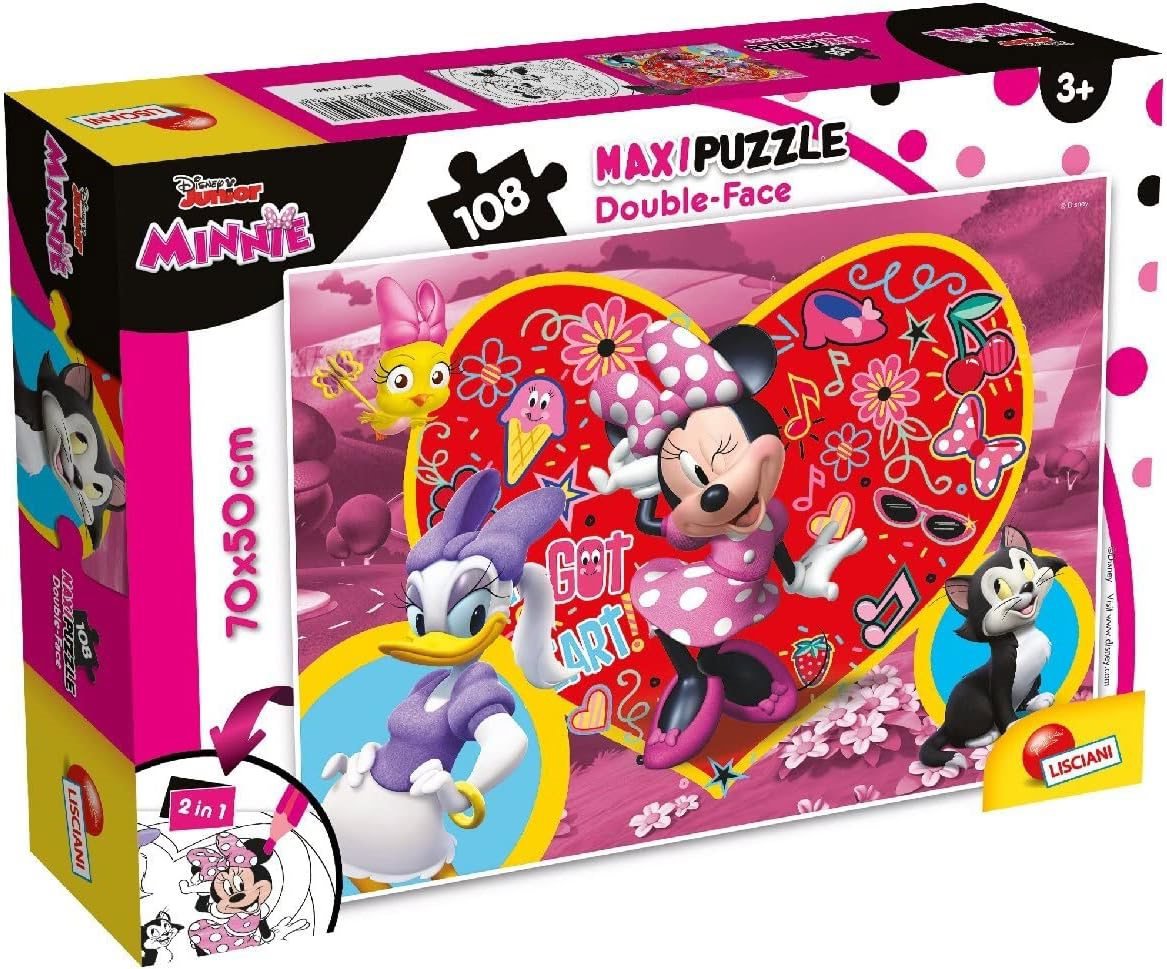 Lisciani Oboustranné puzzle MAXI 108 dílků Minnie (s omalovánkou)