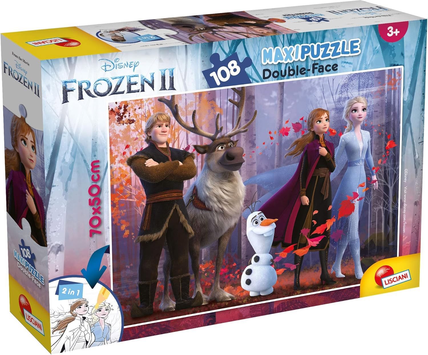 Lisciani Oboustranné puzzle MAXI 108 dílků Ledové království 2 (s omalovánkou)