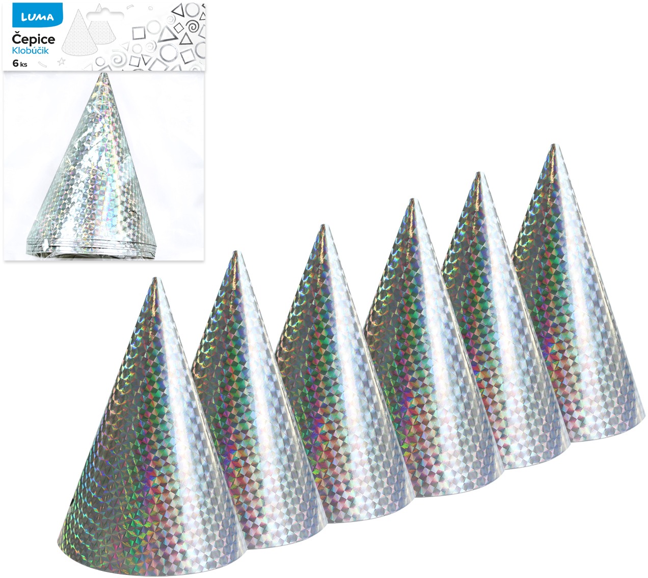 LUMA Laser Čepice 15 cm 6 ks, stříbrné