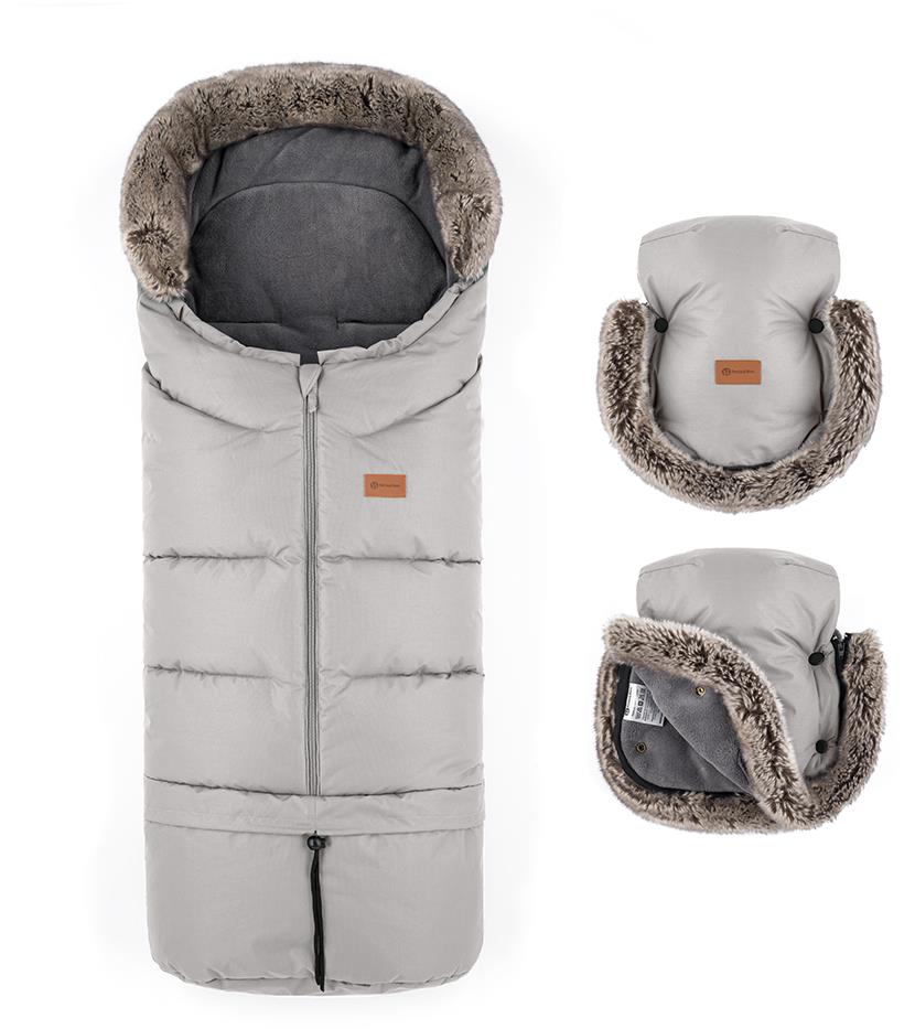 PETITE&MARS Set Fusak Arctic 4v1 + rukavice na kočárek Furry Champagne Shower