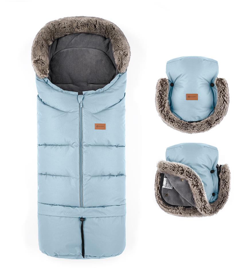 PETITE&MARS Set Fusak Arctic 4v1 + rukavice na kočárek Furry Sky Whisper