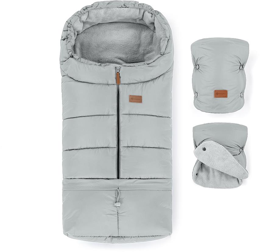 PETITE&MARS Set Fusak Jibot 3v1 + rukavice na kočárek Jasie Quiet Grey