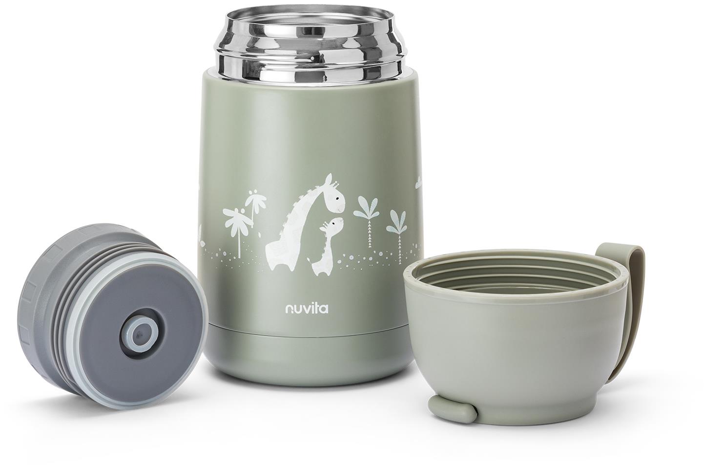 Nuvita Termoska s silikonovým držákem Sage Green 620 ml