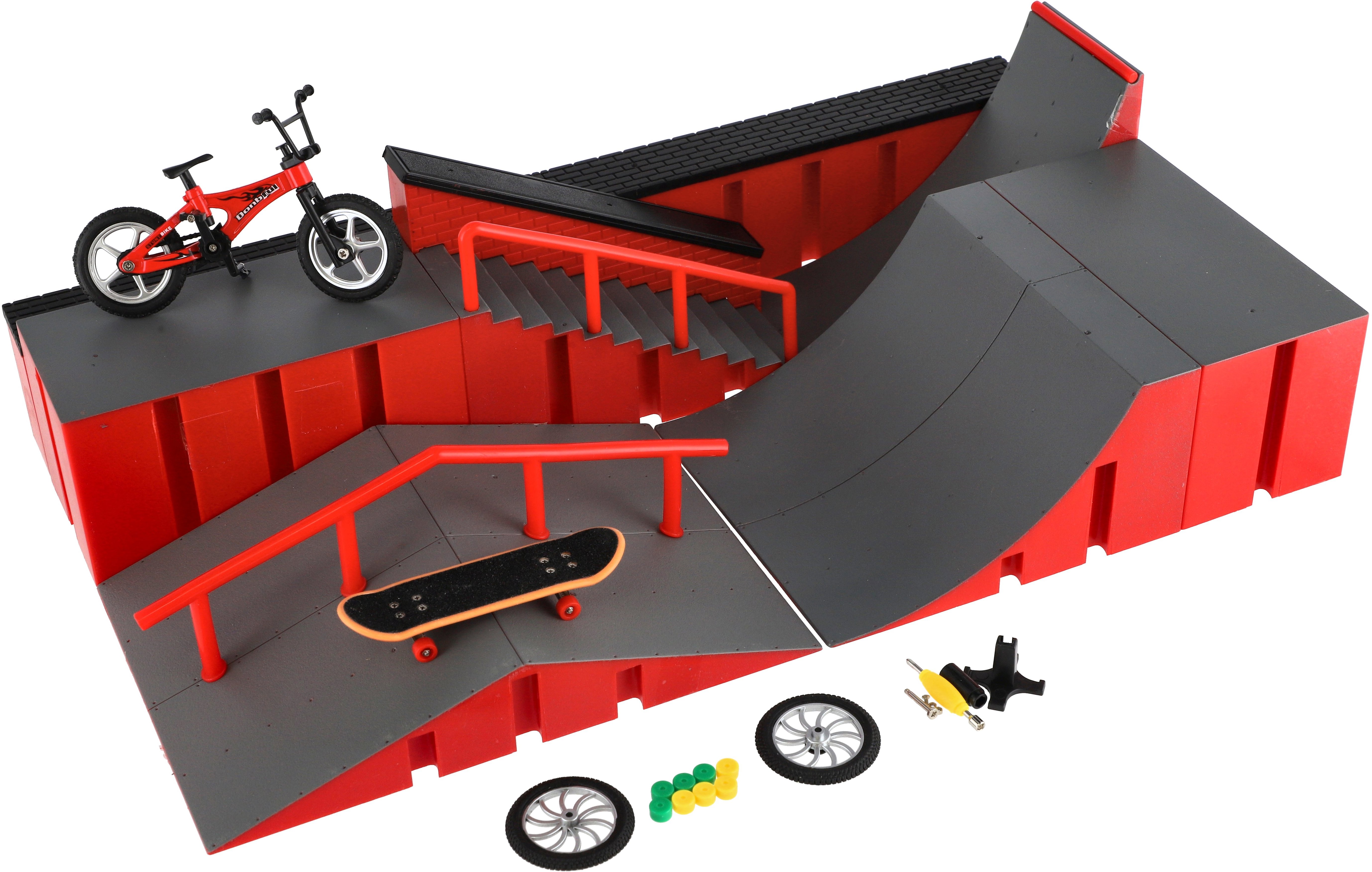 Teddies Skatepark - Rampy, prostové kolo a skateboard