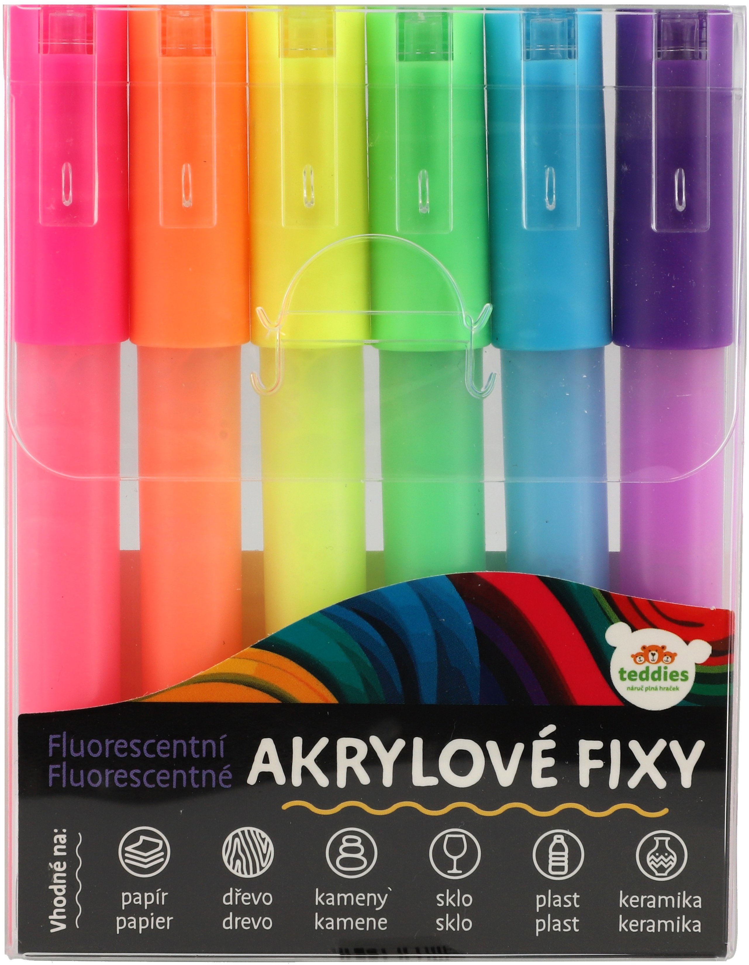 Teddies Fixy akrylové fluorescentní 6 ks