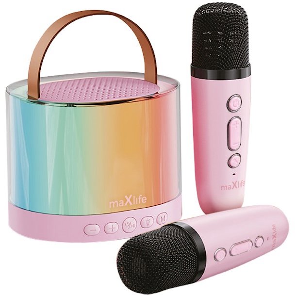 Maxlife MXKS-200 Bluetooth karaoke set růžový