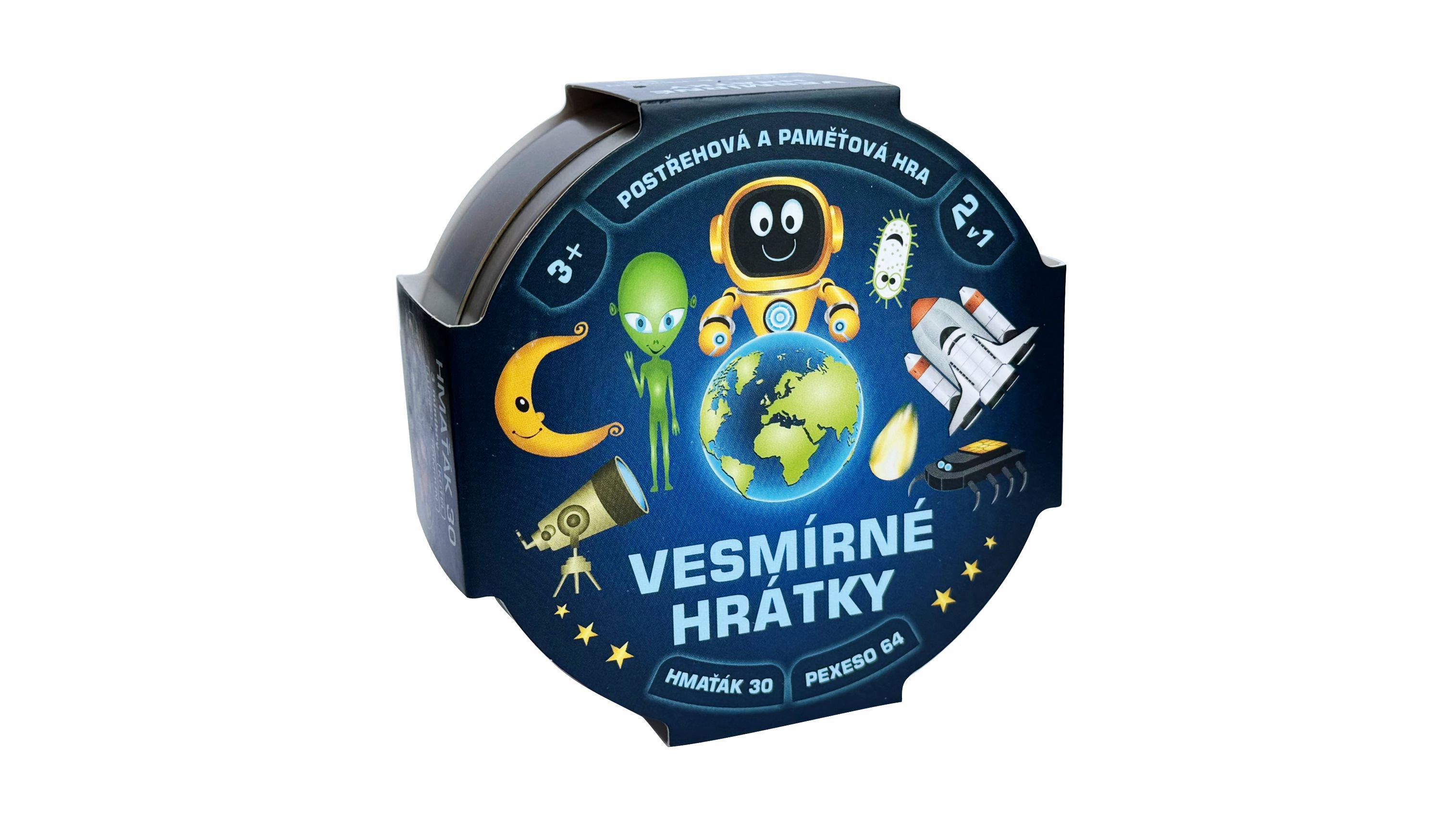 Vesmírné hrátky 2v1 v plechové krabičce 10 × 4 cm