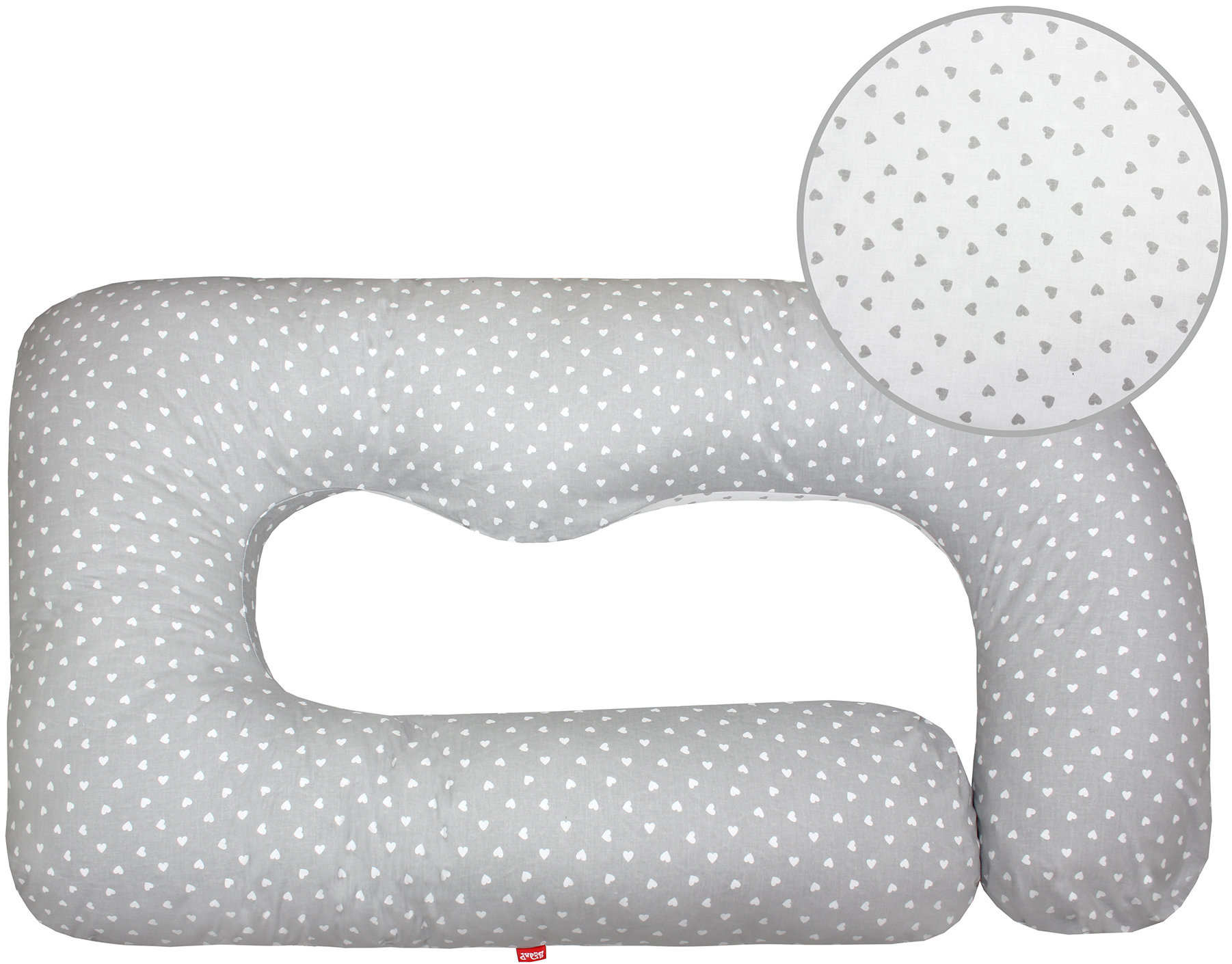 SCAMP Těhotenský polštář komfort 75 × 135 cm LittleHeartGrey