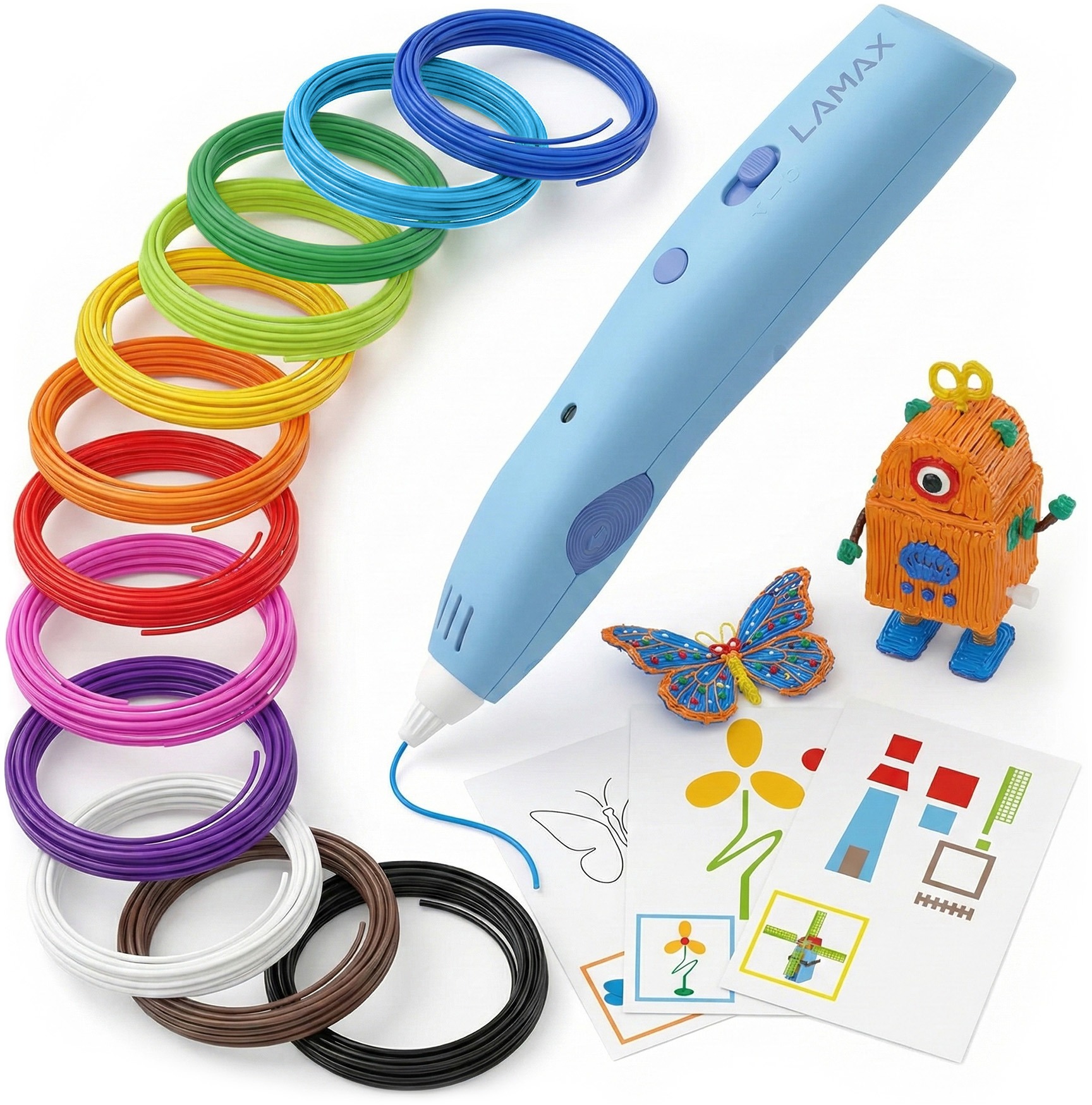 LAMAX ArtKid 3D pero v modré barvě s náplní a šablonami