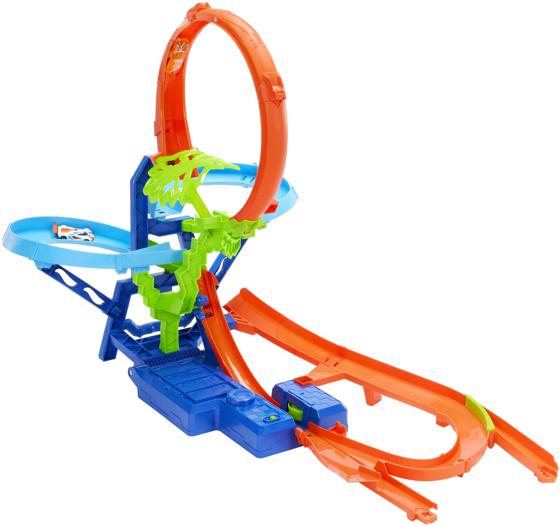 Hot Wheels Stunt Tracks Srážka ve vzduchu dráha a angličák, booster