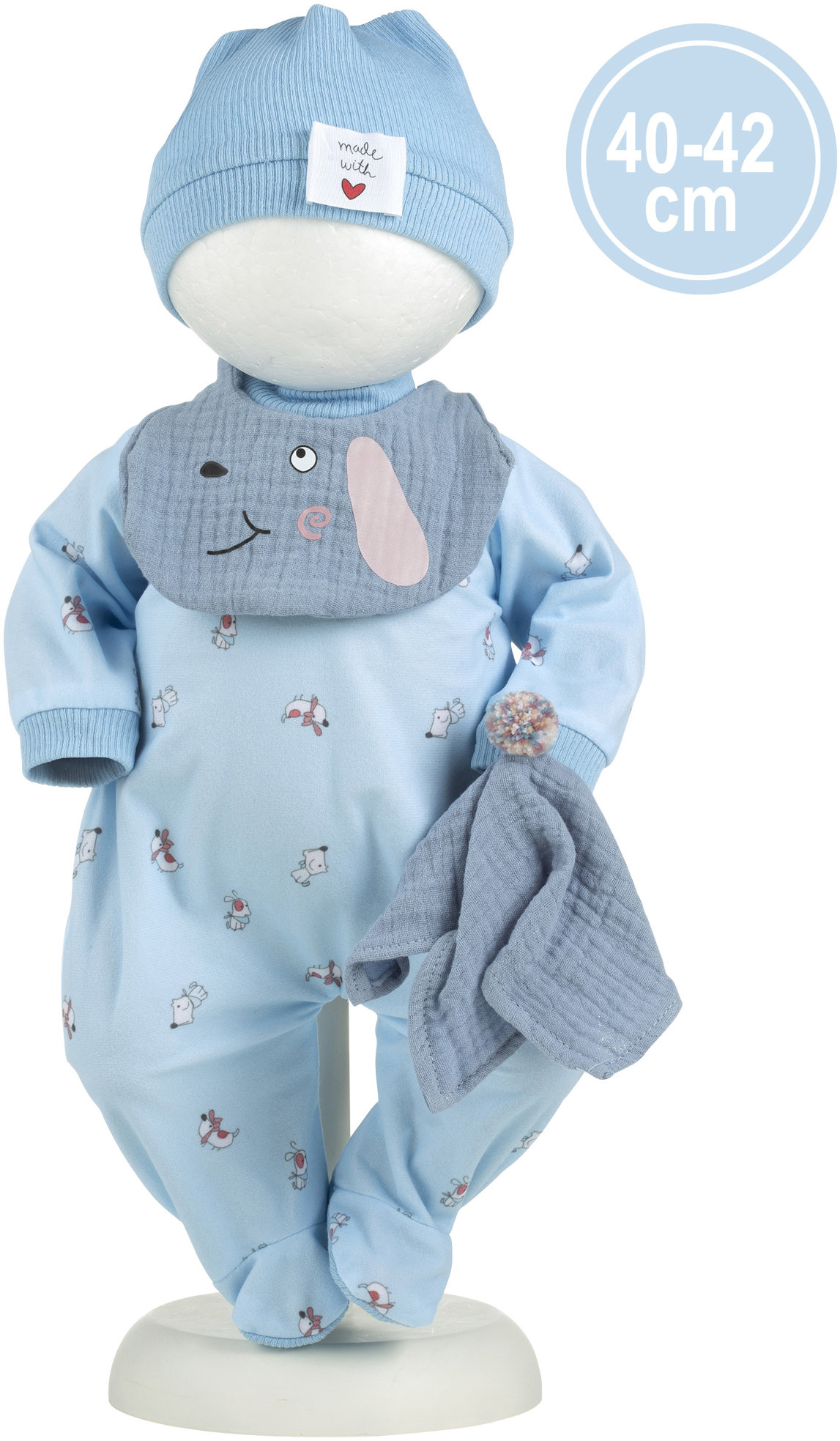 Llorens M741-20 obleček pro panenku miminko New Born velikosti 40–42 cm s doplňky