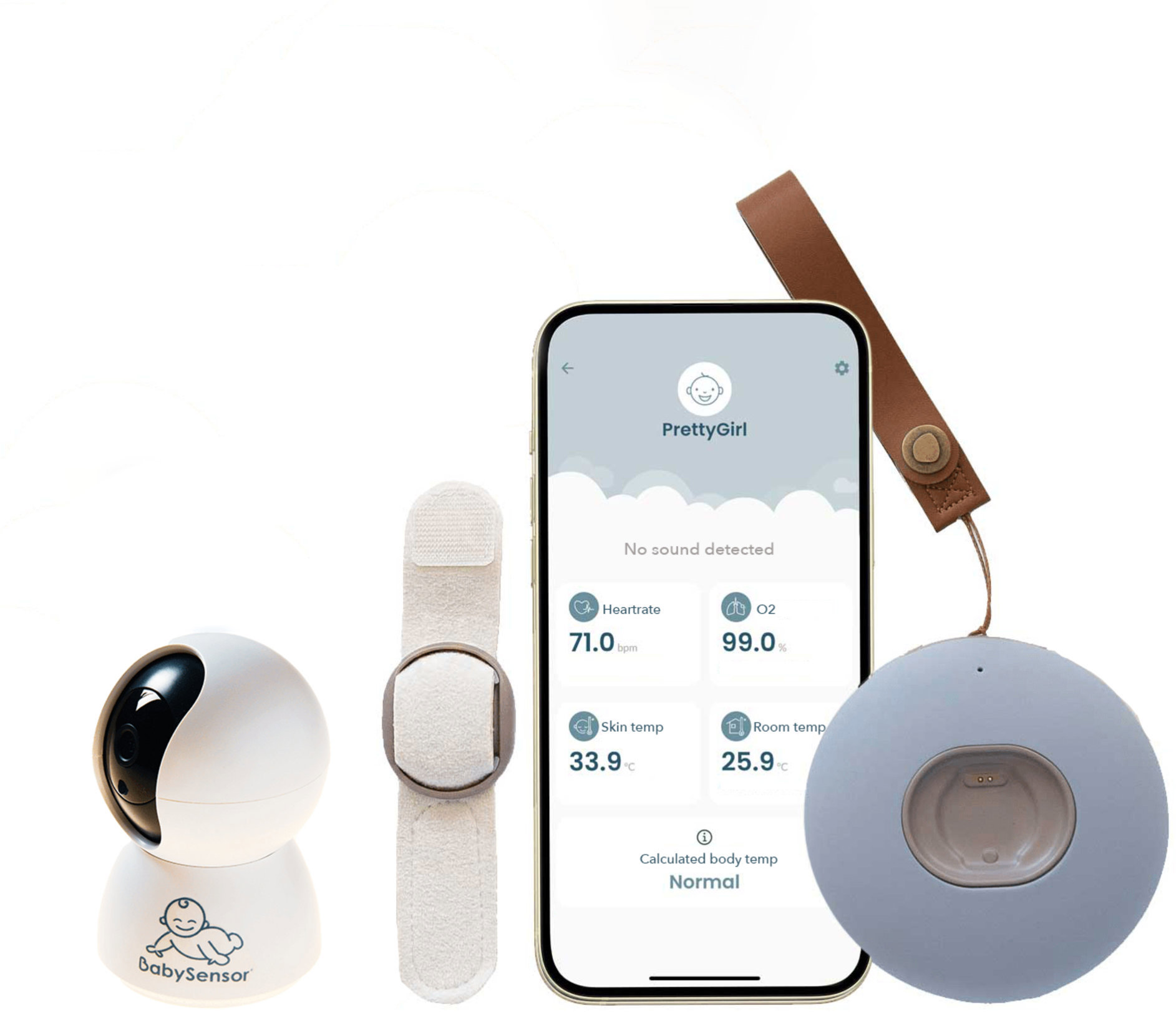 BabySensor Relax Chytrý senzor Set s HD kamerou, pásek ruka/noha