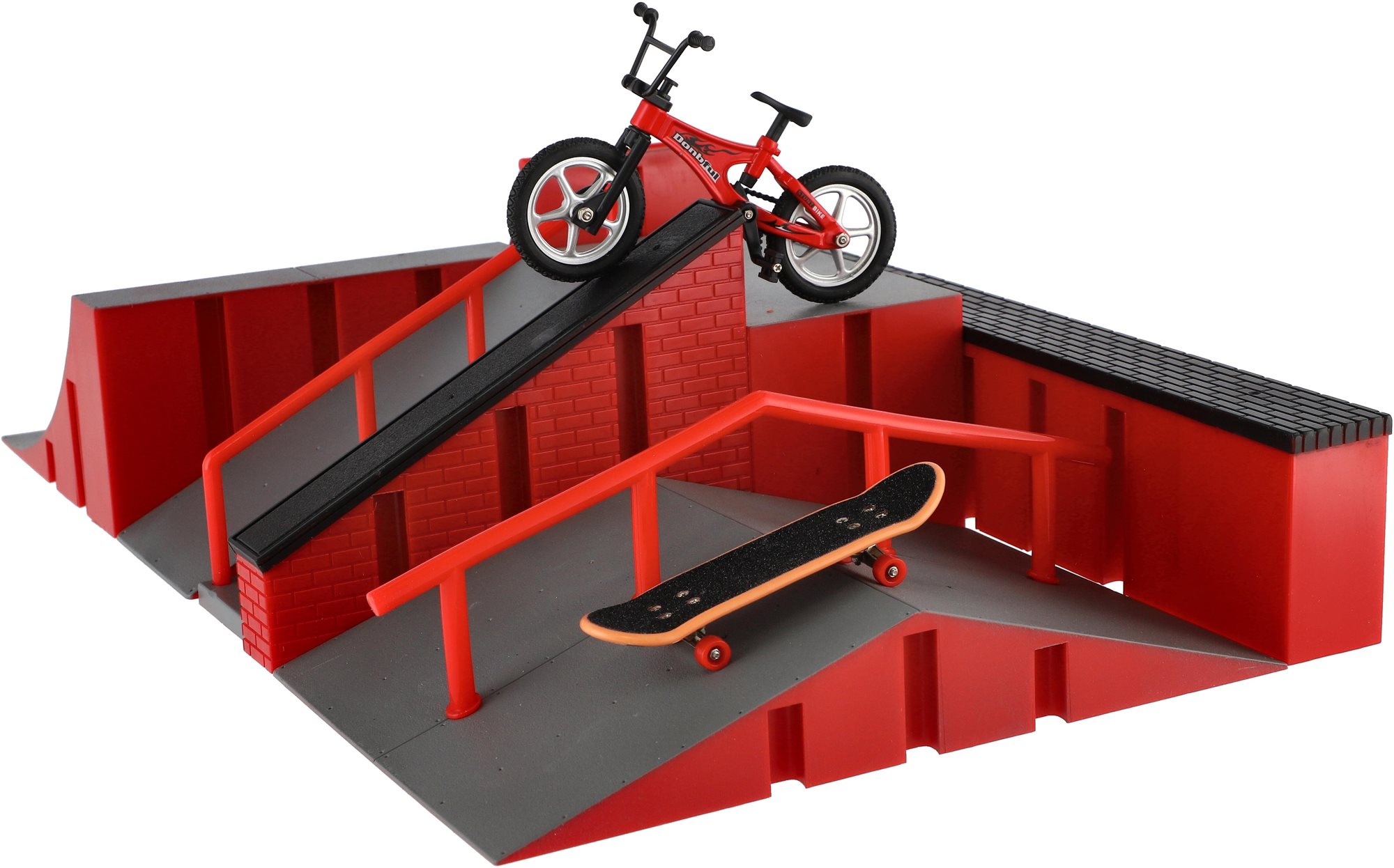 Teddies Skatepark s rampou s kolem a se skateboardem prstové