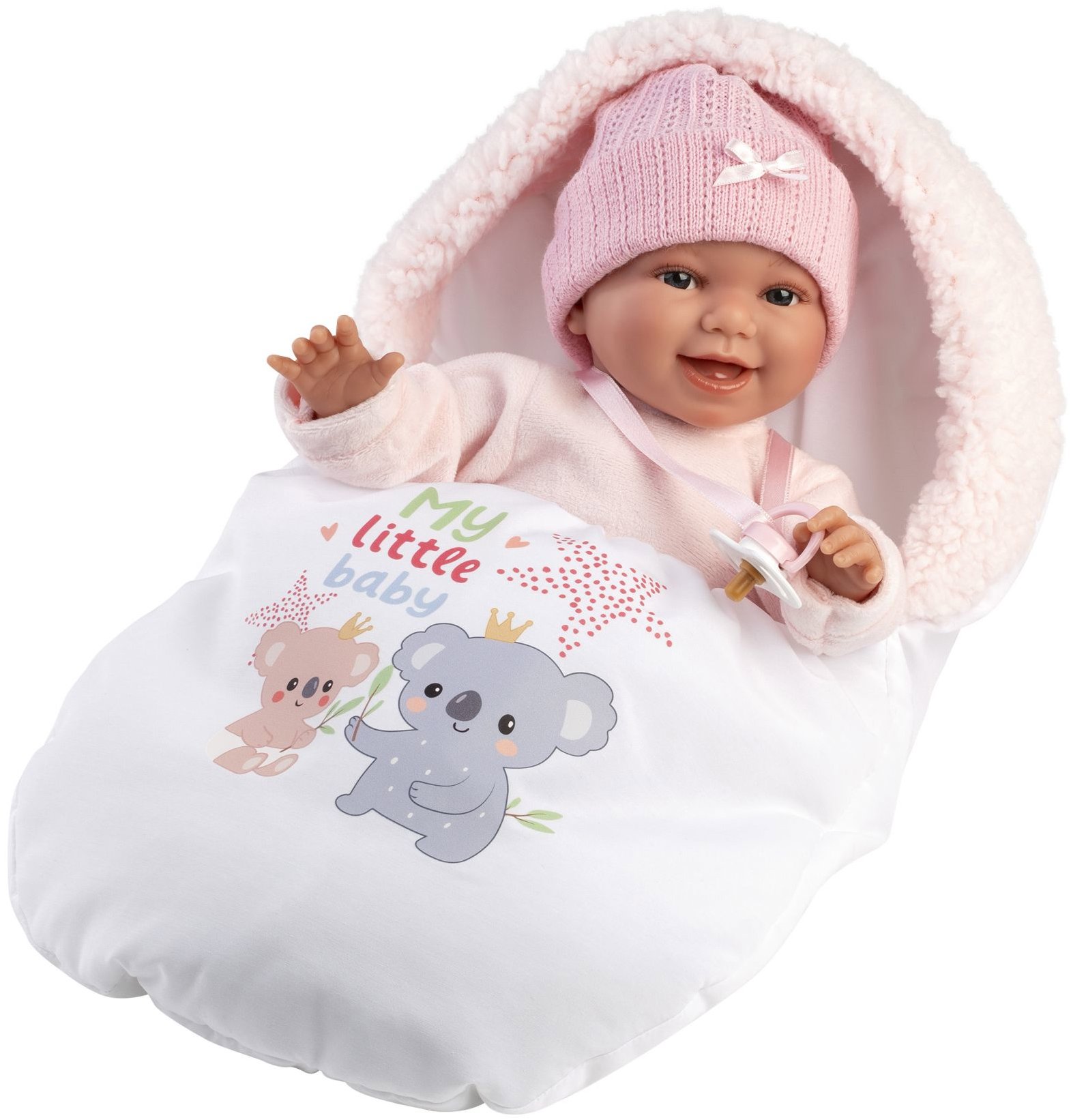 Llorens 63806 New Born - realistické miminko se zvuky a měkkým látkovým tělem - 38 cm