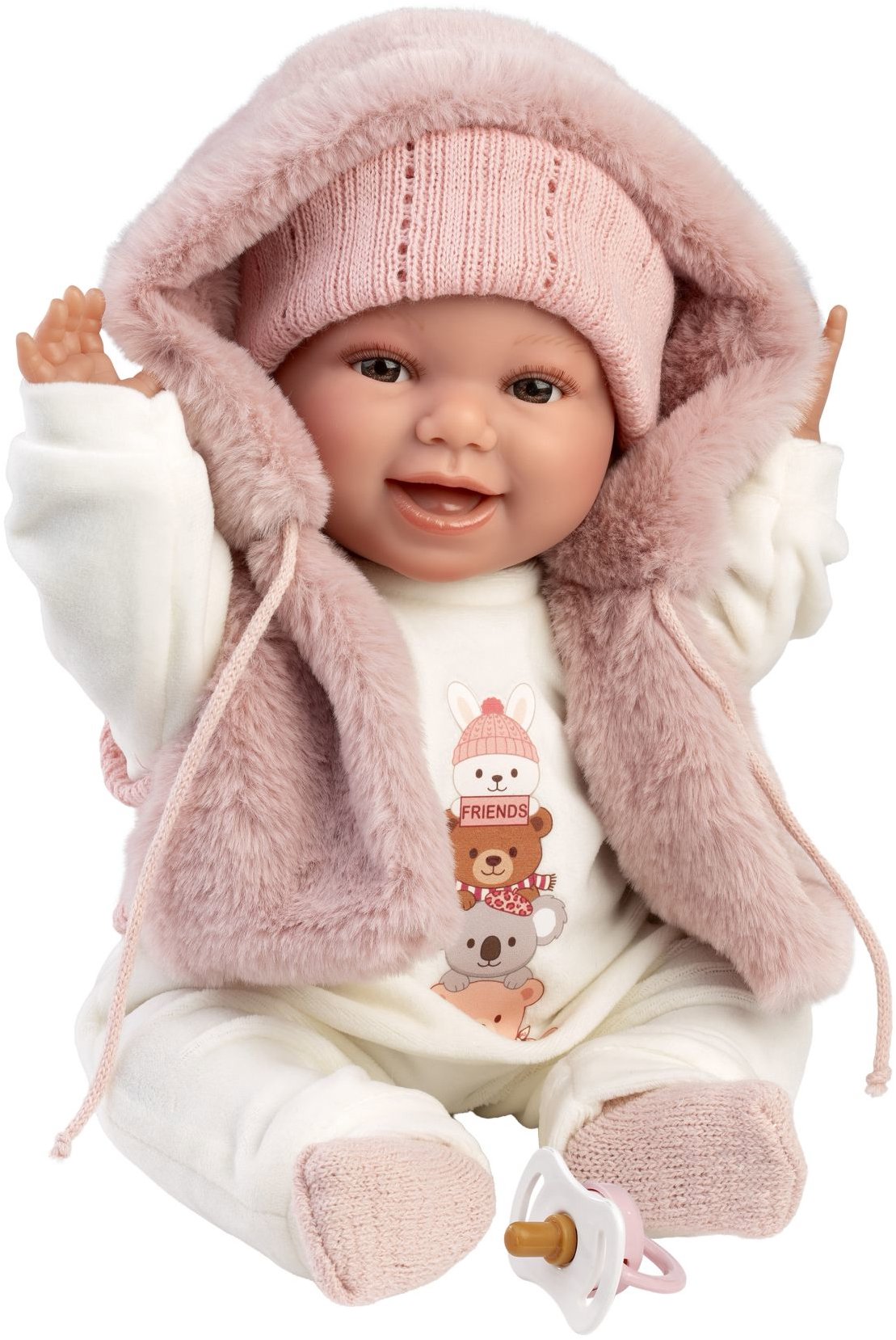 Llorens 63814 New Born - realistické miminko se zvuky a měkkým látkovým tělem - 38 cm