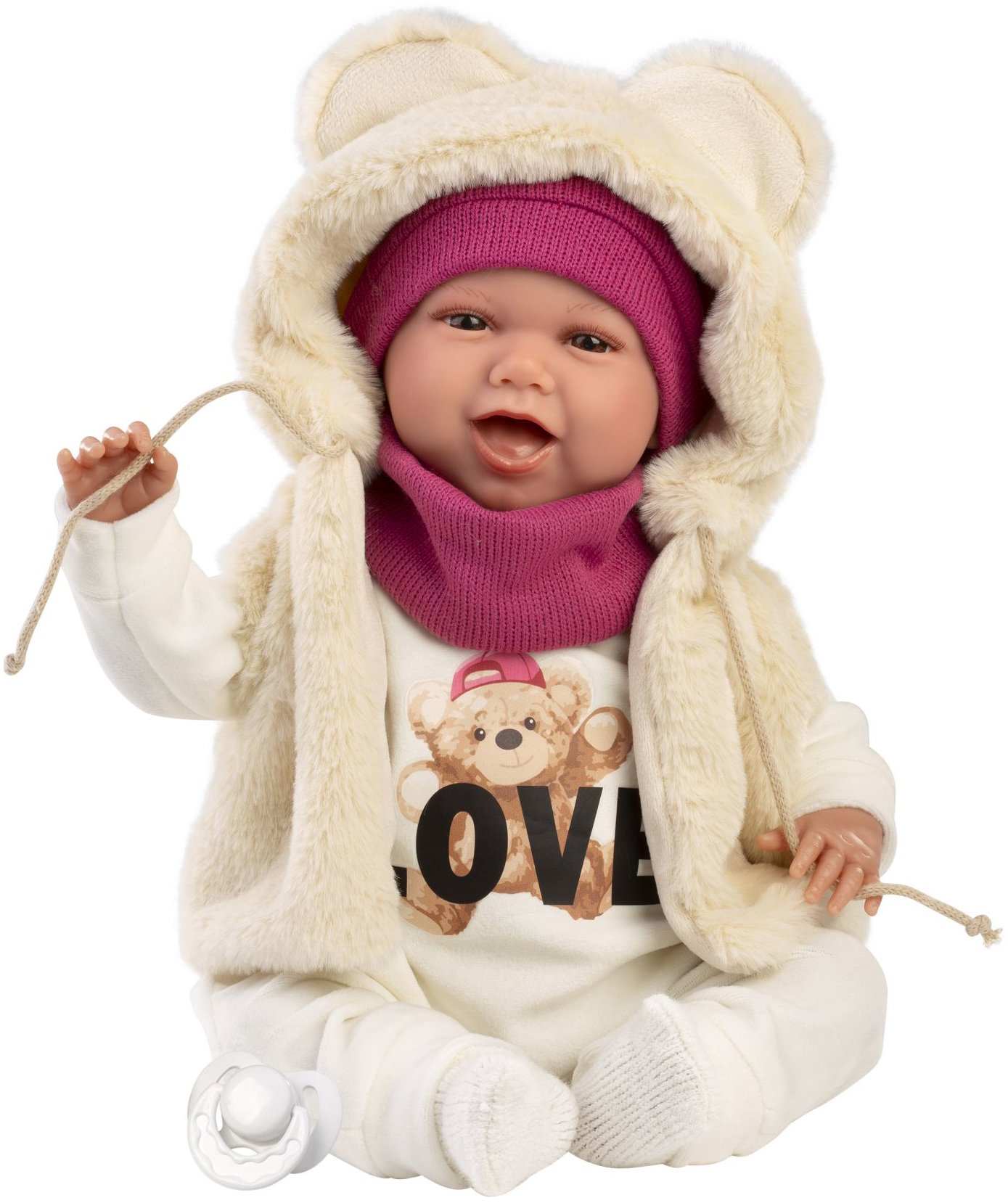 Llorens 74142 New Born - realistické miminko se zvuky a měkkým látkovým tělem - 42 cm