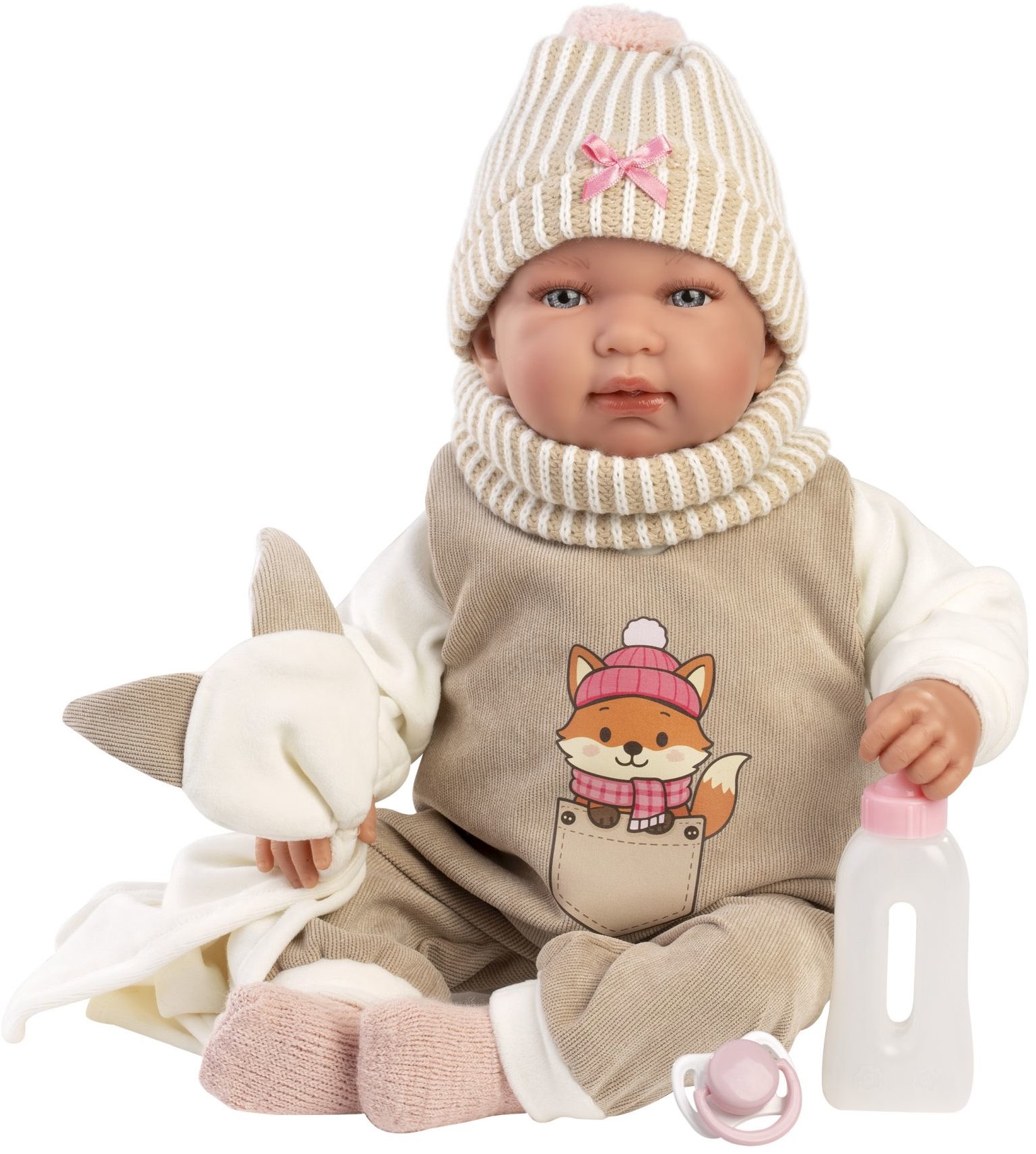 Llorens 84490 New Born - realistické miminko se zvuky a měkkým látkovým tělem - 44 cm
