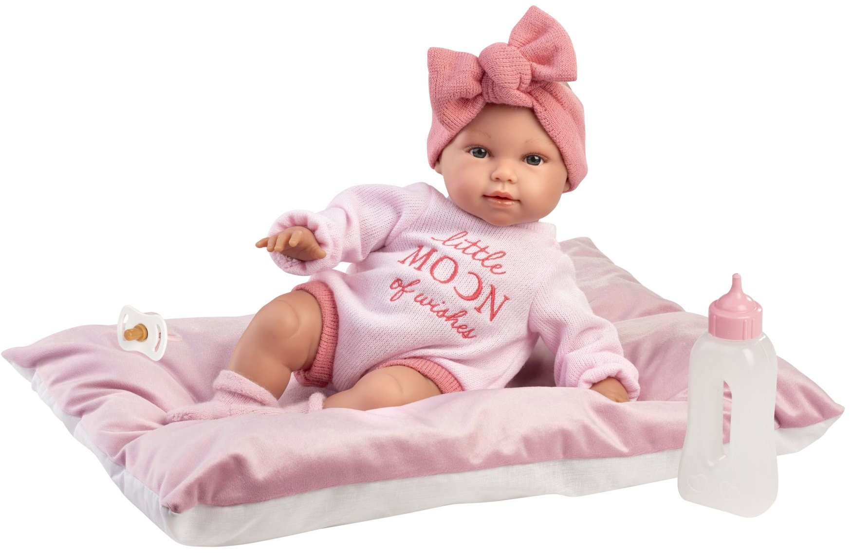 Llorens 63808 New Born - realistické miminko se zvuky a měkkým látkovým tělem - 38 cm