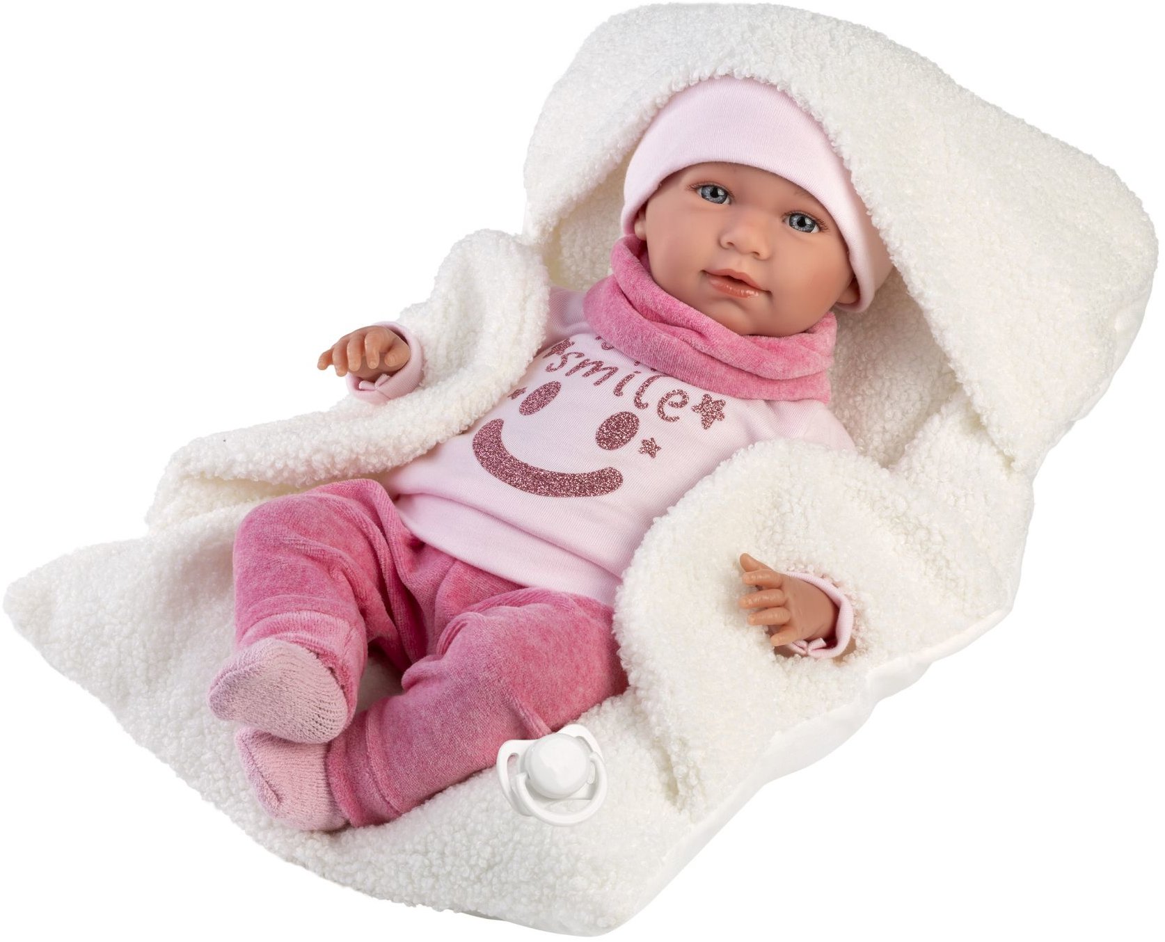 Llorens 74140 New Born - realistické miminko se zvuky a měkkým látkovým tělem - 42 cm