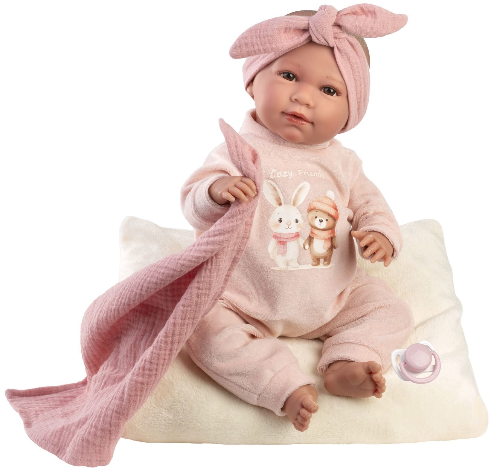 Llorens 74146 New Born - realistické miminko se zvuky a měkkým látkovým tělem - 42 cm