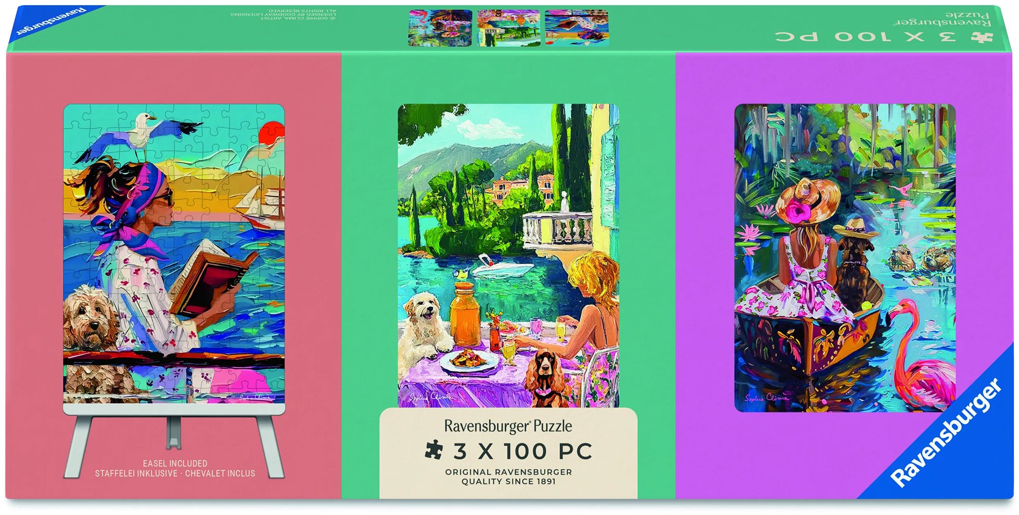 Ravensburger 120020493 Puzzle se stojánkem: Spolu na cestách 3 × 100 dílků