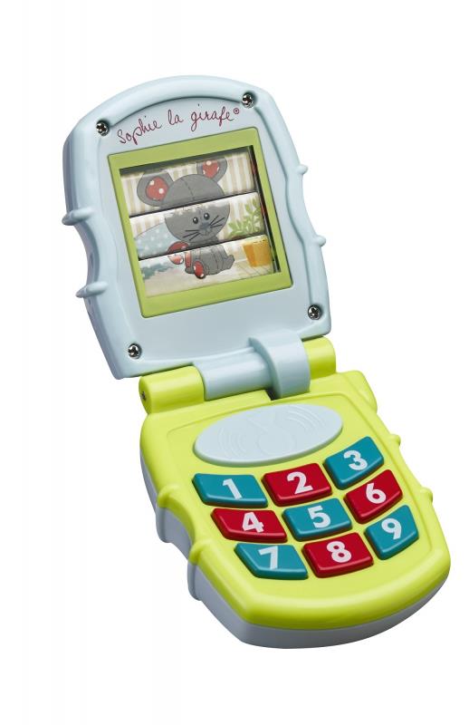 Hrající telefon žirafa Sophie modrý/zelený