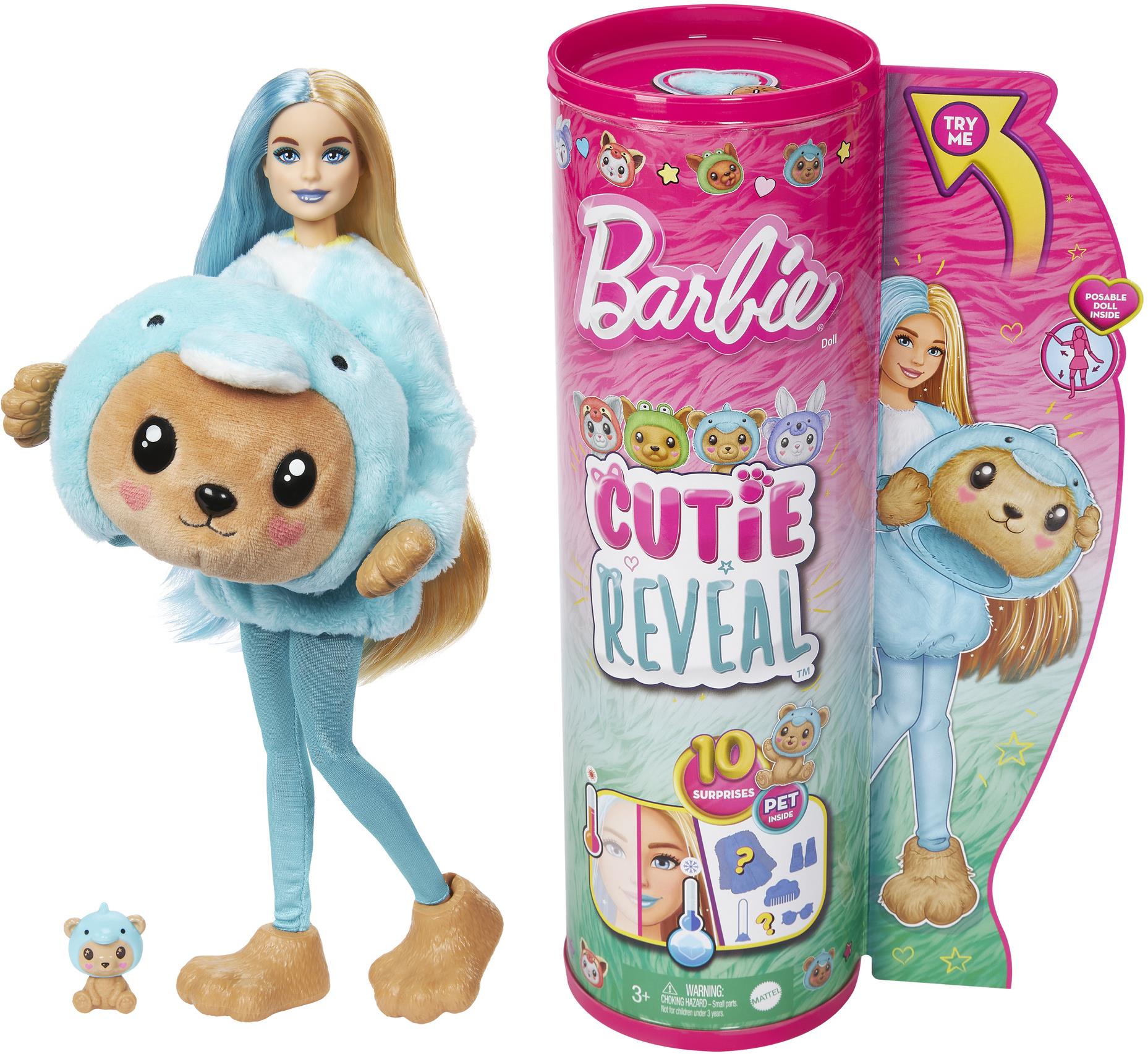 Barbie Cutie Reveal Barbie v kostýmu - Medvídek v modrém kostýmu delfína
