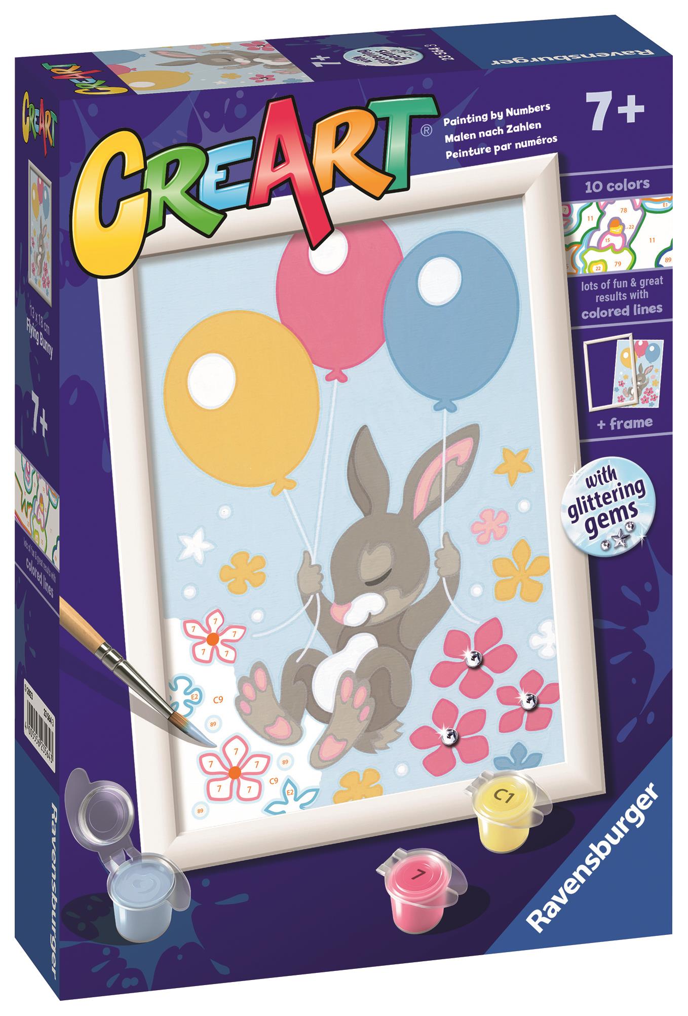 Ravensburger 235643 CreArt Létající zajíček s balónky se třpytivými kamínky