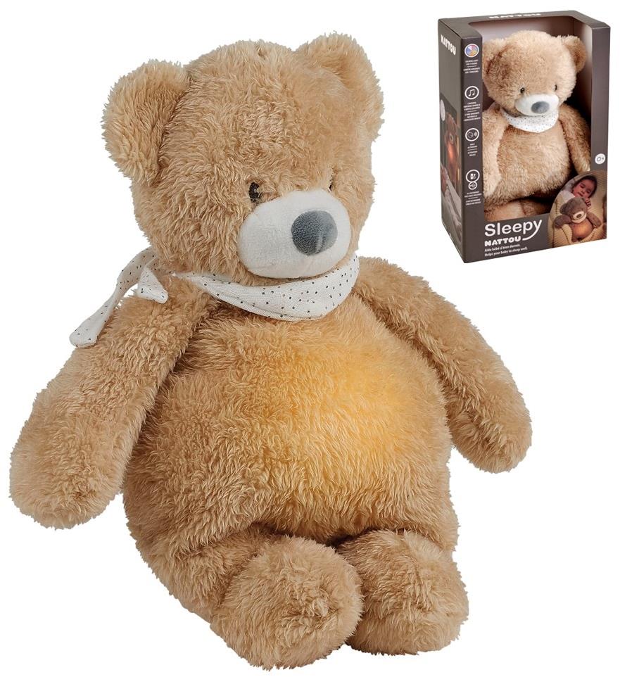 Nattou Sleepy Bear 4v1 hudební se světýlkem a senzorem pláče Pale Brown